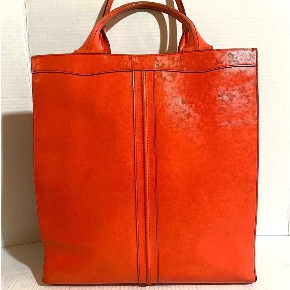Valextra orange leather tote handbag